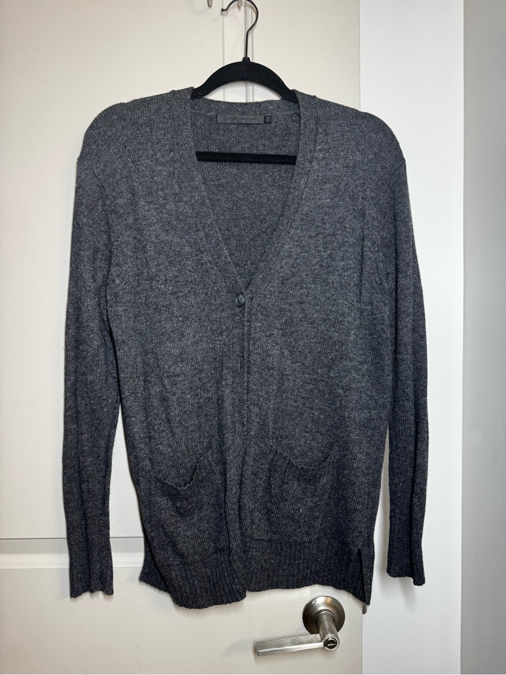 Jenni Kayne Charcoal Gray V-Neck Button Cardigan